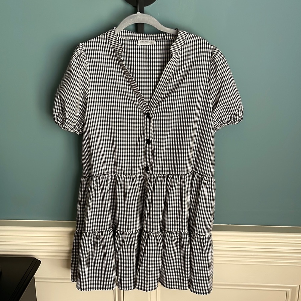 Black and white checked dress
